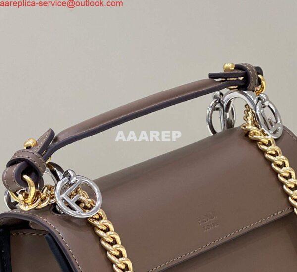 Replica Fendi 8BT286 Kan I F Small Leather Mini Bag Brown 6