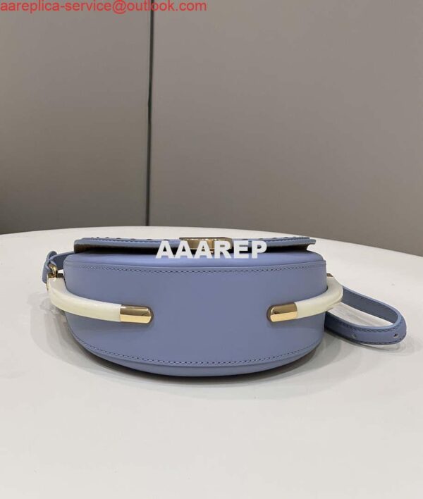 Replica Fendi 8BT346 Moonlight Shoulder Saddle Leather Bag Purple Blue 3