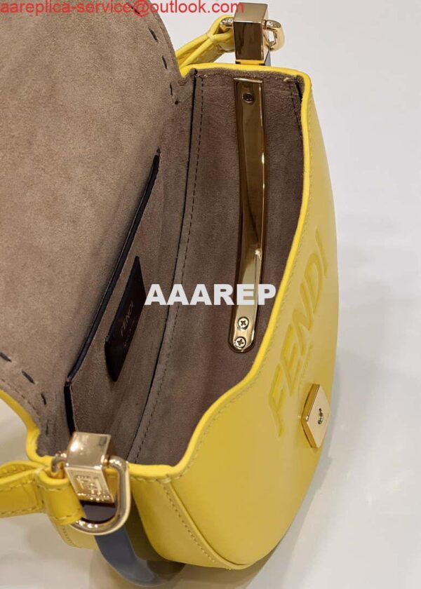 Replica Fendi 8BT346 Moonlight Shoulder Saddle Leather Bag Yellow 10