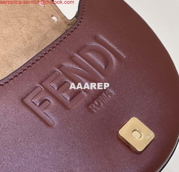 Replica Fendi 8BT346 Moonlight Shoulder Saddle Leather Wine Red 7