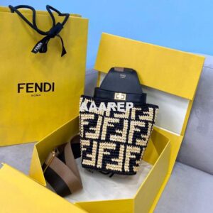 Replica Fendi 8BZ047 Shoulder Fendi FF Raffia Guitar 8301 Bag