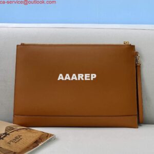 Replica Fendi 8N0178AC9L Fendi logo flat pouch clutch 8370L Tan 2