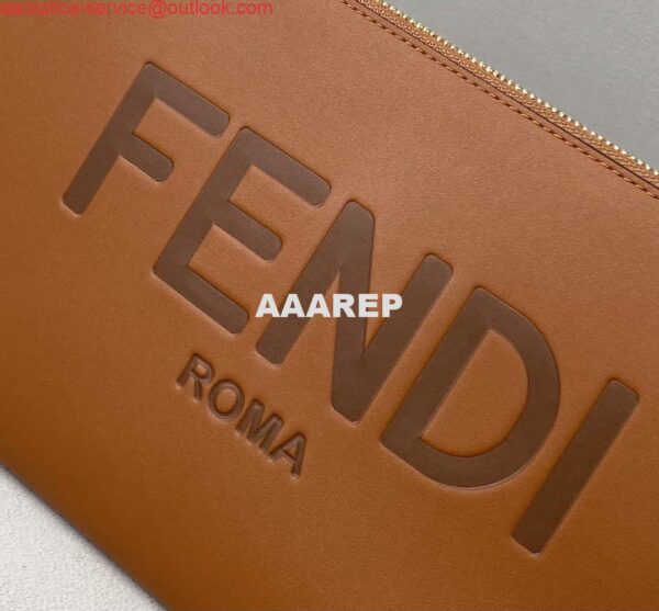 Replica Fendi 8N0178AC9S Fendi logo flat pouch clutch 8370S Tan 5