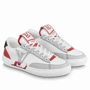 Replica Louis Vuitton Charlie Sneakers In White Leather With Red Detail