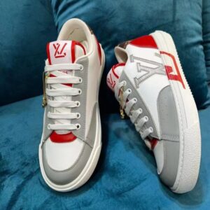 Replica Louis Vuitton Charlie Sneakers In White Leather With Red Detail 2