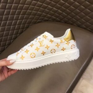 Replica Louis Vuitton Gold Metallic Monogram Time Out Sneakers 2