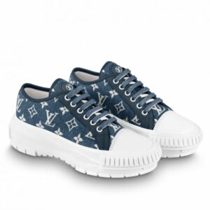 Replica Louis Vuitton LV Squad Sneakers In Blue Monogram Denim