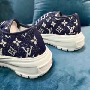 Replica Louis Vuitton LV Squad Sneakers In Blue Monogram Denim 2