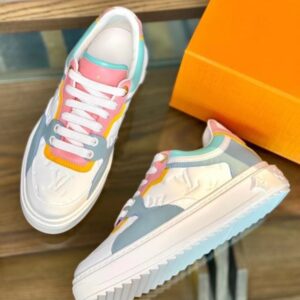 Replica Louis Vuitton Monogram Lambskin Time Out Sneakers Light Blue 2