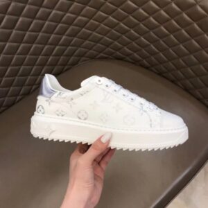 Replica Louis Vuitton Silver Metallic Monogram Time Out Sneakers 2