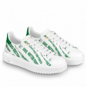 Replica Louis Vuitton Time Out Sneakers In Green Printed Leather