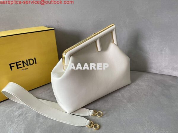 Replica Fendi FIRST 8BP127 Medium Bag White Leather 3