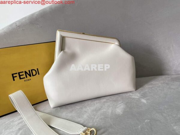 Replica Fendi FIRST 8BP127 Medium Bag White Leather 5