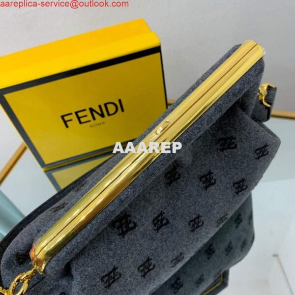 Replica Fendi FIRST Medium Bag Blue flannel bag with embroidery 8BP127 6