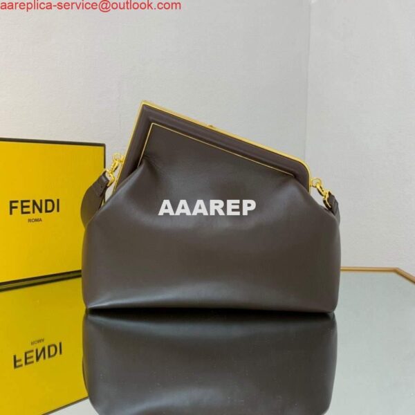 Replica Fendi FIRST Medium Bag Dark Brown Leather 8BP127 3