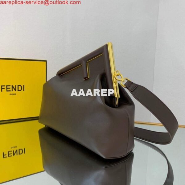 Replica Fendi FIRST Medium Bag Dark Brown Leather 8BP127 5