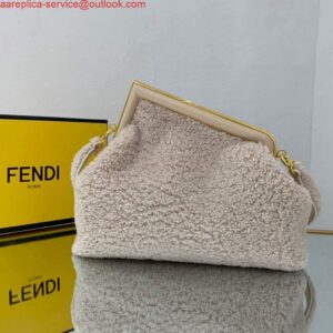 Replica Fendi First Medium Sheepskin Bag 8BP127 Beige