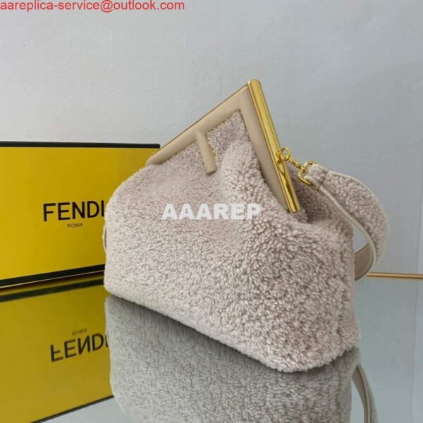 Replica Fendi First Medium Sheepskin Bag 8BP127 Beige 5