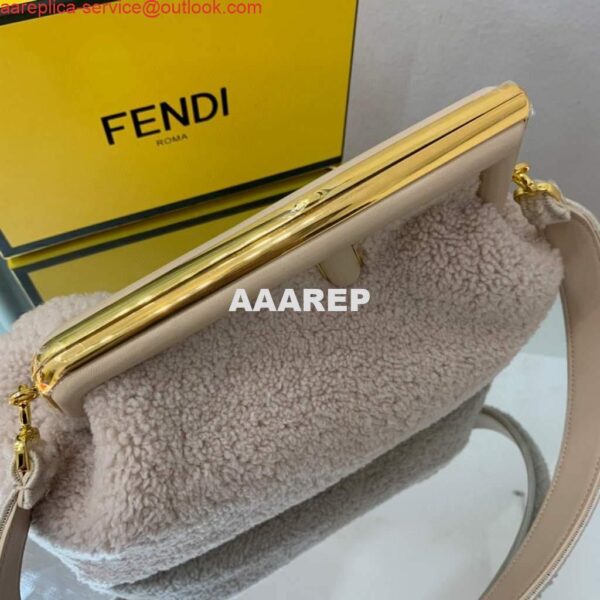 Replica Fendi First Medium Sheepskin Bag 8BP127 Beige 6