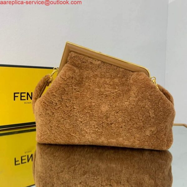 Replica Fendi First Medium Sheepskin Bag 8BP127 Brown 3