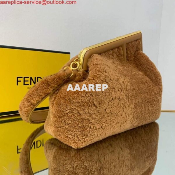 Replica Fendi First Medium Sheepskin Bag 8BP127 Brown 4