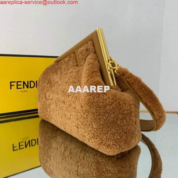 Replica Fendi First Medium Sheepskin Bag 8BP127 Brown 5