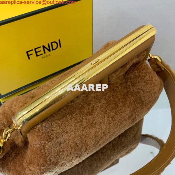 Replica Fendi First Medium Sheepskin Bag 8BP127 Brown 6