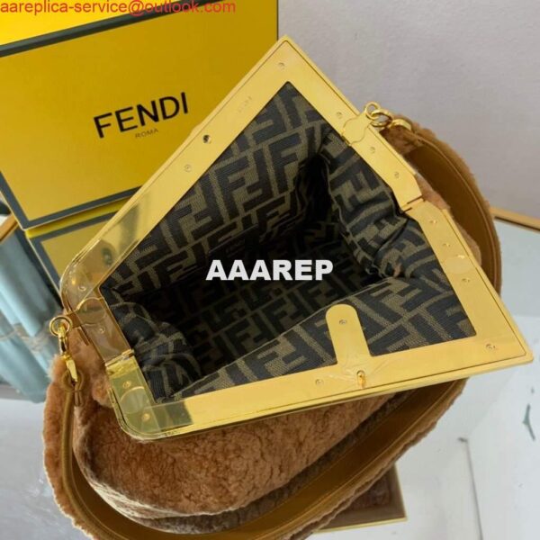 Replica Fendi First Medium Sheepskin Bag 8BP127 Brown 7