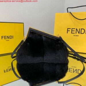 Replica Fendi FIRST Small Bag Fox fur 8BP129 Black