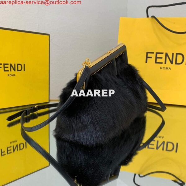 Replica Fendi FIRST Small Bag Fox fur 8BP129 Black 4