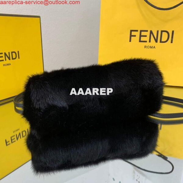 Replica Fendi FIRST Small Bag Fox fur 8BP129 Black 10