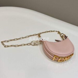 Replica Fendi Nano Fendigraphy Black Leather Charm 7AS089 Pink