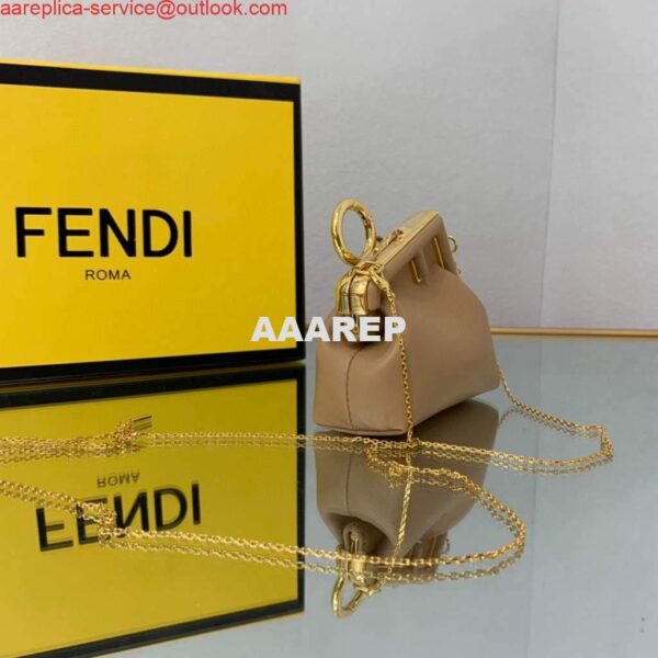 Replica Fendi Nano First Charm Shoulder Bag 7AS051 Apricot 3