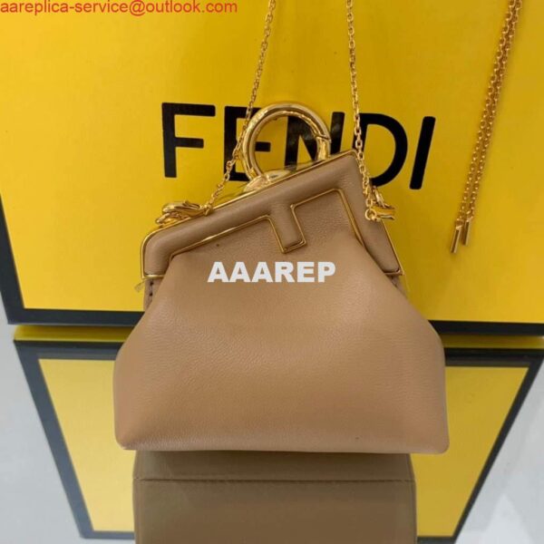 Replica Fendi Nano First Charm Shoulder Bag 7AS051 Apricot 5