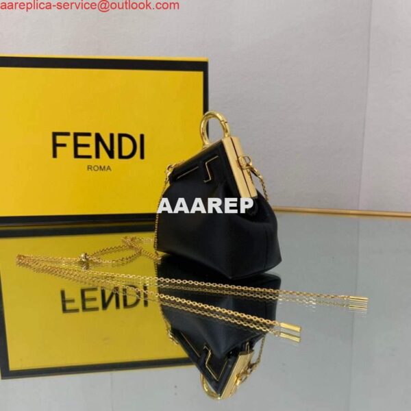 Replica Fendi Nano First Charm Shoulder Bag 7AS051 Black 5