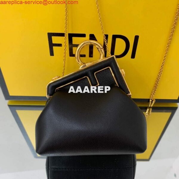 Replica Fendi Nano First Charm Shoulder Bag 7AS051 Black 6