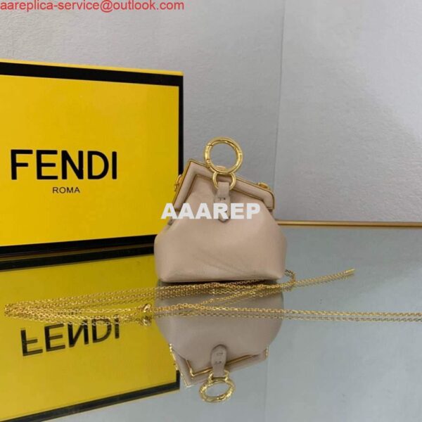 Replica Fendi Nano First Charm Shoulder Bag 7AS051 Light Pink 4