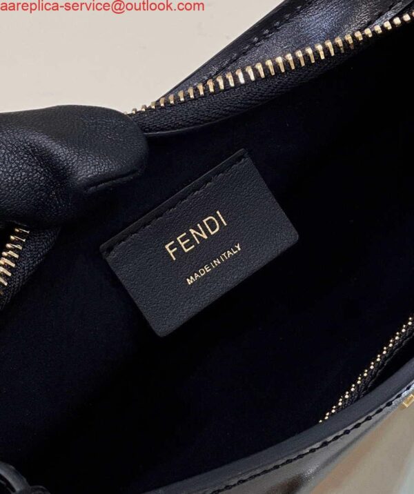 Replica Fendi O'Lock Swing Camellia leather pouch 8BS068 Black 8