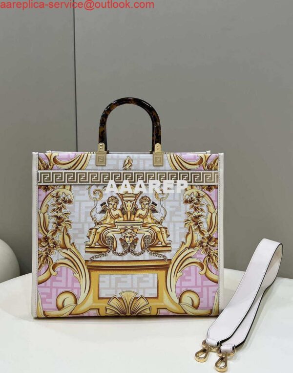 Replica Fendi Sunshine Medium Tote Shoulder Bag 8BH386 Versace FF Logo 4