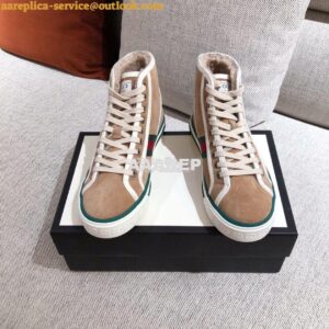 Replica Gucci Tennis 1977 High-Top Sneaker with Shearling 649335 Beig