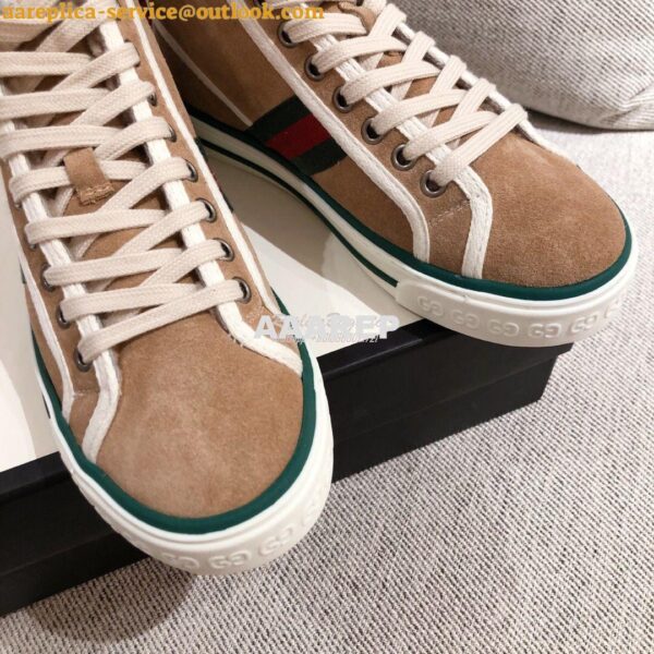 Replica Gucci Tennis 1977 High-Top Sneaker with Shearling 649335 Beig 6