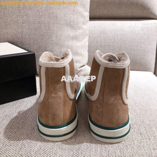 Replica Gucci Tennis 1977 High-Top Sneaker with Shearling 649335 Beig 8