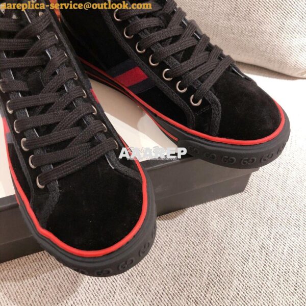 Replica Gucci Tennis 1977 High-Top Sneaker with Shearling 649335 Blac 5