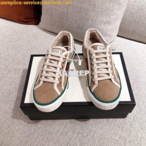 Replica Gucci Tennis 1977 Sneaker with Shearling 606110 Beige 2