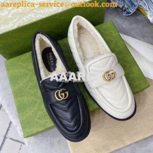 Replica Gucci Aria Loafer With Double G 670399 White Chevron Matelasse