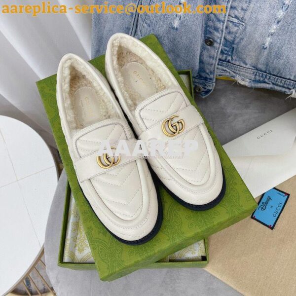 Replica Gucci Aria Loafer With Double G 670399 White Chevron Matelasse 4