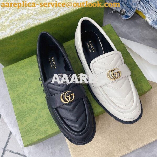 Replica Gucci Aria Loafer With Double G 670399 White Chevron Matelasse 3