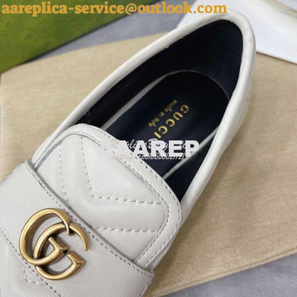 Replica Gucci Aria Loafer With Double G 670399 White Chevron Matelasse 8