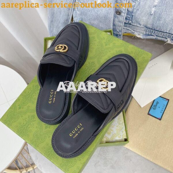 Replica Gucci Aria Slipper With Double G 670400 Black Chevron Matelass 8