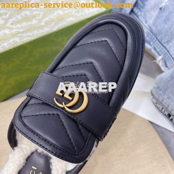 Replica Gucci Aria Slipper With Double G 670400 Black Chevron Matelass 9